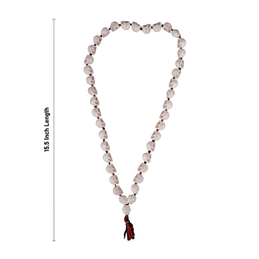 Skeleton Beads Mala With Thread Knot - 15.5 inches | White Coloured Skeleton Mala/ Mund Mala for Kali Decor - Mala & Pendant
