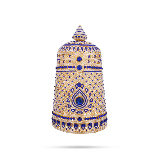 Half Stone Kireedam - 15 x 9 Inches | Multicolour Stone Kireedam / Kiridam / Mukut For Deity Decor - Head & Face Accessories