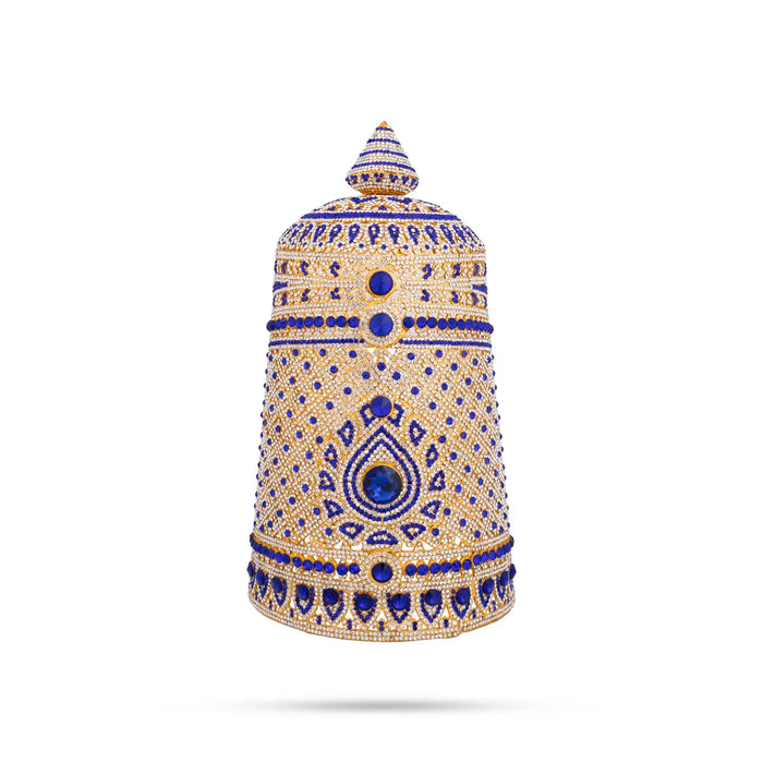 Half Stone Kireedam - 15 x 9 Inches | Multicolour Stone Kireedam / Kiridam / Mukut For Deity Decor - Head & Face Accessories