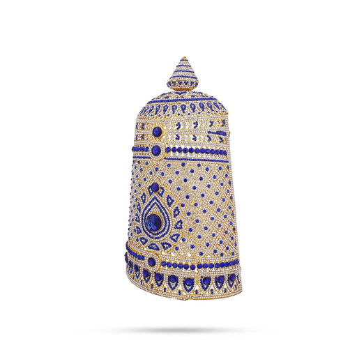 Half Stone Kireedam - 15 x 9 Inches | Multicolour Stone Kireedam / Kiridam / Mukut For Deity Decor - Head & Face Accessories