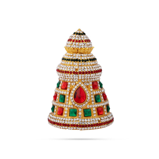 Stone Kireetam - 3.5 x 2 Inches | Half Crown/ Kiritam/ Mukut for Deity - Head & Face Accessories