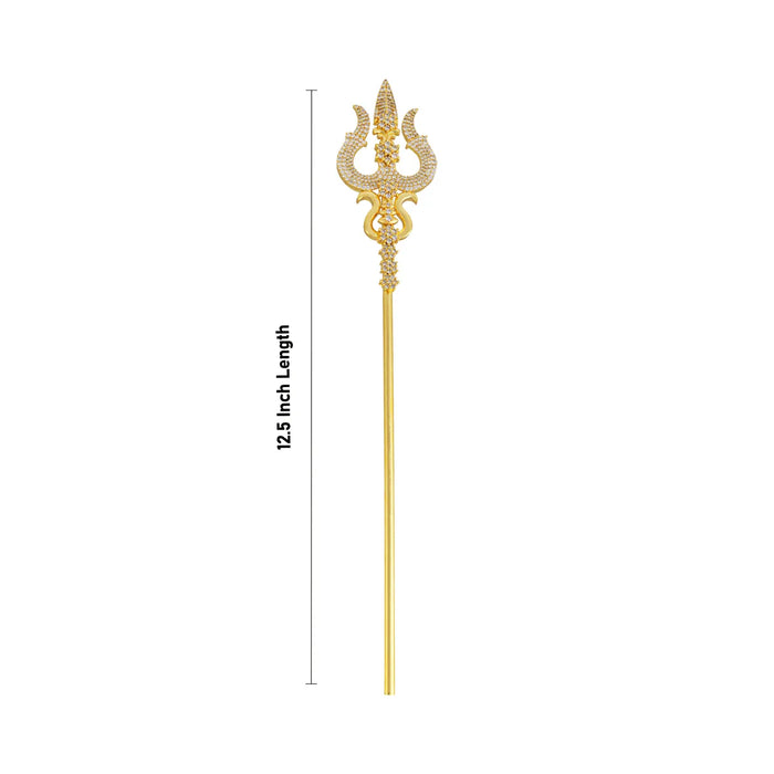 Shivan Soolam - 12.5 Inches | Metal Astras / Stone Trishul / Durga Maa Soolam / Trishul for Pooja - Deity Accessories