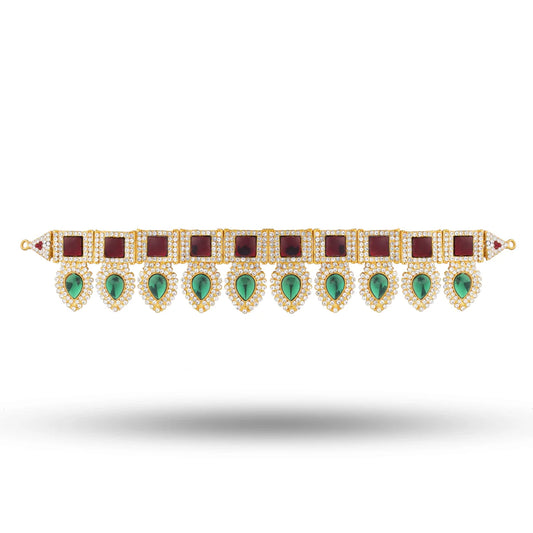 Stone Hip Belt - 13.5 Inches | Ottiyanam/ Waist Belt/ Jewellery for Deity Décor - Waist & Leg Accessories