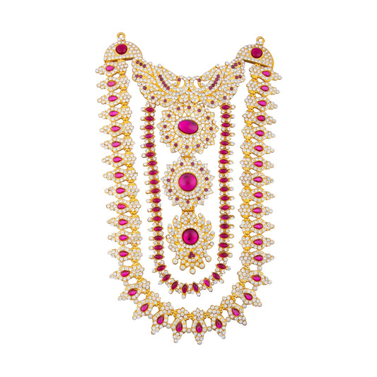 Stone Haram - 11 Inches | Stone Jewellery/ Long Multicoloured Stone Necklace for Deity Decor - Neck & Body Accessories