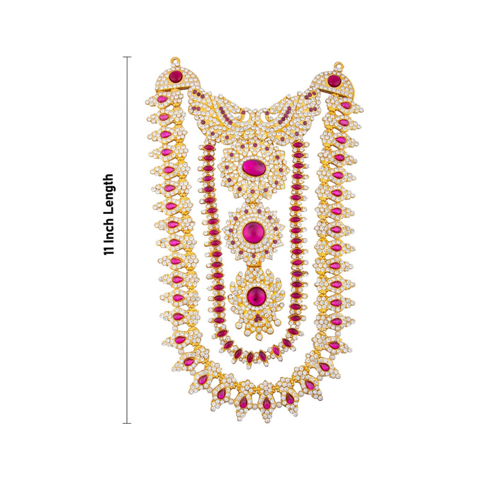 Stone Haram - 11 Inches | Stone Jewellery/ Long Multicoloured Stone Necklace for Deity Decor