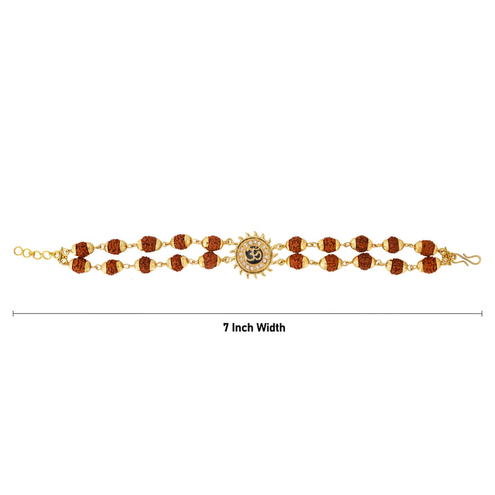 Rudraksha Bracelet With Gold Cup - 0.5 x 7 Inches | Rudraksh Hand Band for Stress & Anxiety Relief - Rudraksha Mala, Pendant, Bracelet