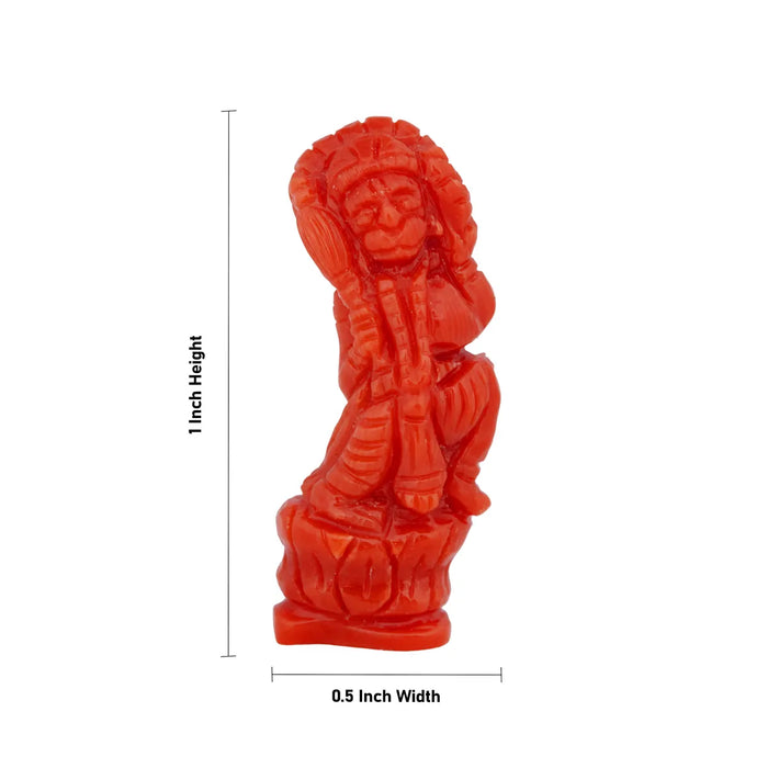 Hanuman Murti - 1 x 0.5 inches | Coral Anjaneya Statue / Hanuman idol/ Anjaneyar idol - Sphatik & Semi Precious Stone Murties