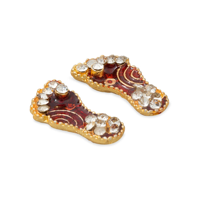 Stone Paduka Pair - 1 x 0.5 Inches | Decorative Padham/ Sacred Footprint Ornament for Pooja & Spiritual Decor