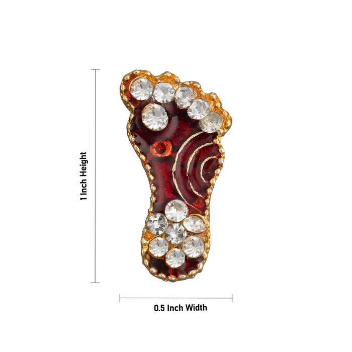 Stone Paduka Pair - 1 x 0.5 Inches | Decorative Padham/ Sacred Footprint Ornament for Pooja & Spiritual Decor