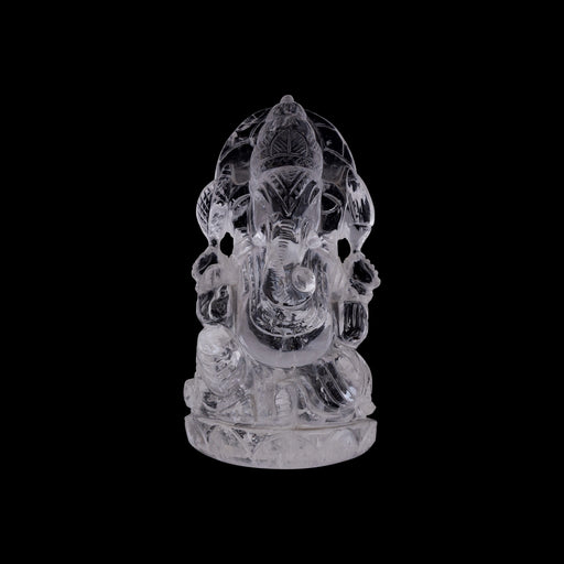 Ganesha sitting On Base Murti- 4.5 x 2.5 Inches | Spatik Idol / Ganapathi Statue Decor for Home & Pooja - Sphatik & Semi Precious Stone Murties