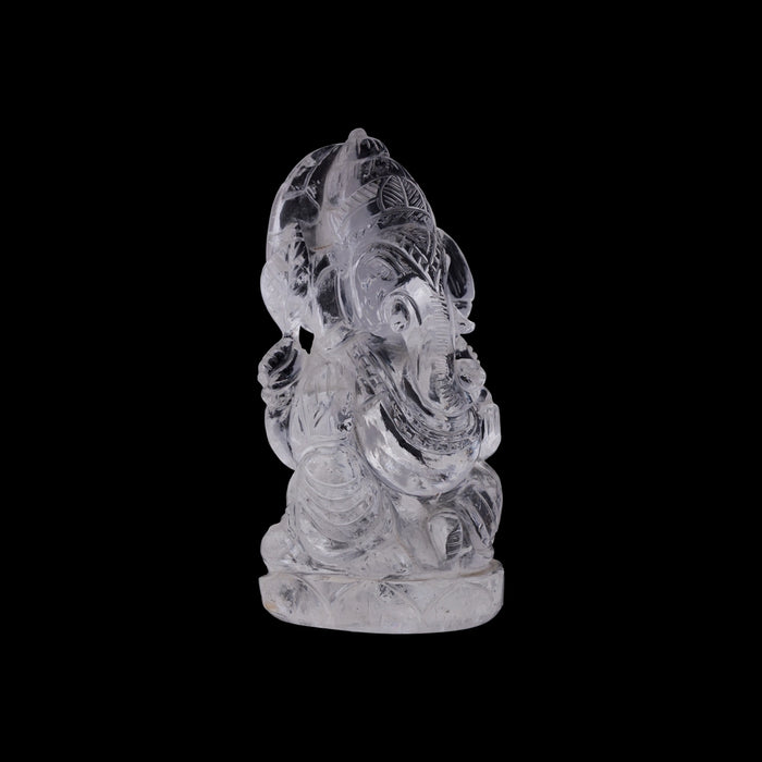 Ganesha sitting On Base Murti- 4.5 x 2.5 Inches | Spatik Idol / Ganapathi Statue Decor for Home & Pooja - Sphatik & Semi Precious Stone Murties