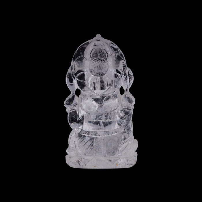 Ganesha sitting On Base Murti- 4.5 x 2.5 Inches | Spatik Idol / Ganapathi Statue Decor for Home & Pooja - Sphatik & Semi Precious Stone Murties