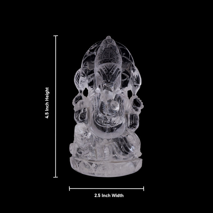 Ganesha sitting On Base Murti- 4.5 x 2.5 Inches | Spatik Idol / Ganapathi Statue Decor for Home & Pooja - Sphatik & Semi Precious Stone Murties