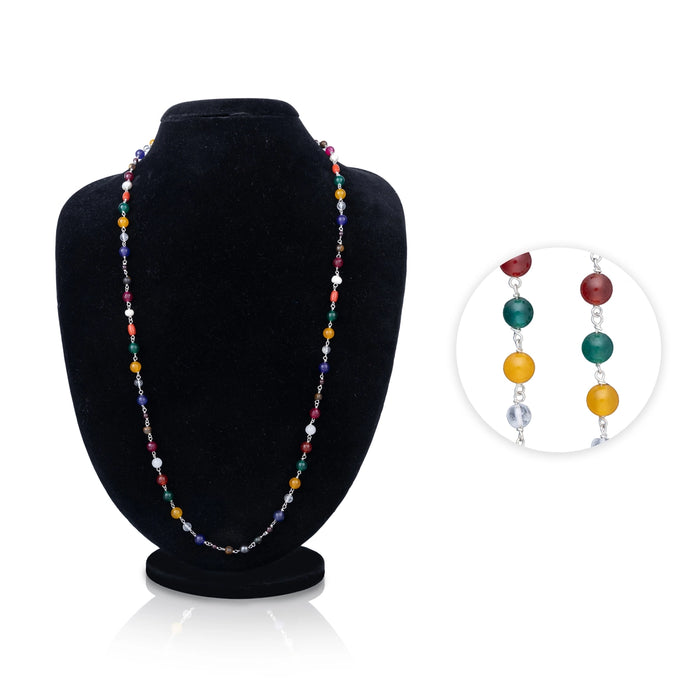Navaratna Mala With Metal Knot - 15 Inches | Navratna Jewelry/ Navratan Mala For Auspicious Wear - Navaratna Mala, Pendant, Bracelet