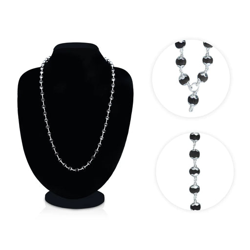 Karungali Mala - 13 Inches | 54 Beads/ Silver Cup / Karungali Malai / Ebony Mala / Japa Mala - Karungali Mala, Pendant, Bracelet