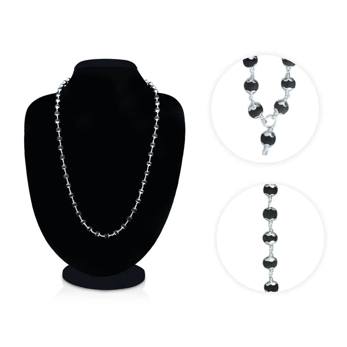 Karungali Mala - 13 Inches | 54 Beads/ Silver Cup / Karungali Malai / Ebony Mala / Japa Mala - Karungali Mala, Pendant, Bracelet