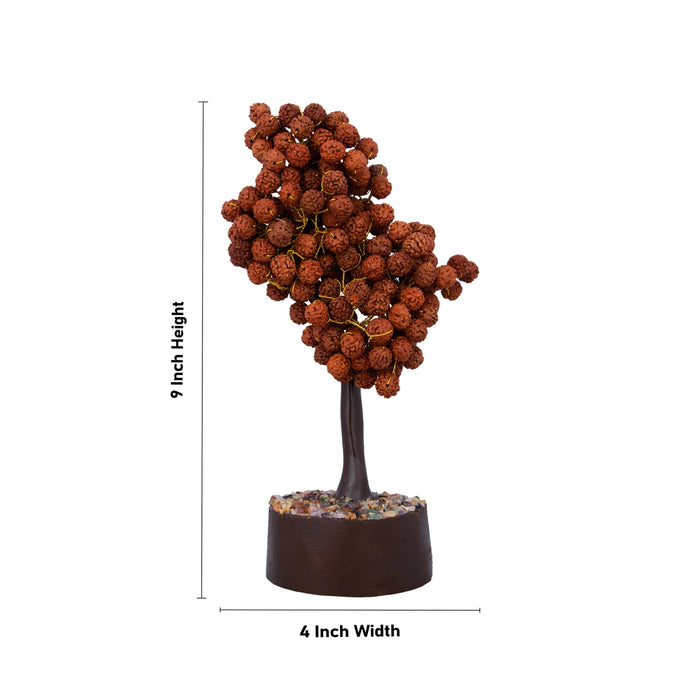 Gem Tree - 9 x 4 Inches | 200 Beads Rudraksha Tree/ Vastu Tree for Home/ 240 Gms Approx