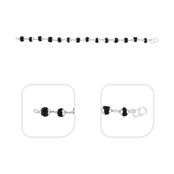 Karungali Bracelet - 2 Inches | 14 Beads / Silver Cup Karungali Hand Band / Karungali Bracelet for Men & Women