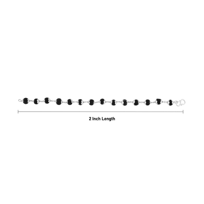 Karungali Bracelet - 2 Inches | 14 Beads / Silver Cup Karungali Hand Band / Karungali Bracelet for Men & Women