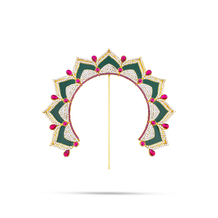 Hair Arch - 7.5 X 8 Inches | Multicolour Stone Hair Accessory/ Stone Jewellery/ Artificial Jewelry For Deity - Head & Face Accessories