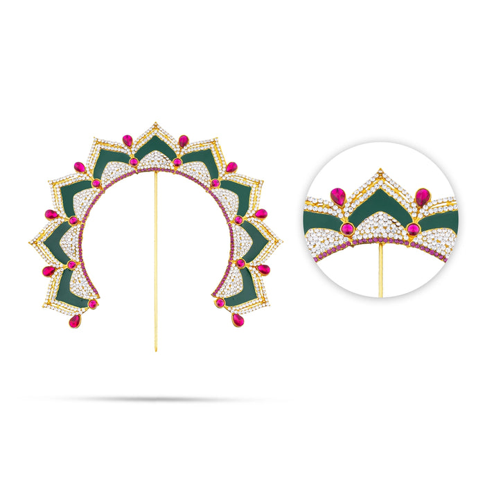 Hair Arch - 7.5 X 8 Inches | Multicolour Stone Hair Accessory/ Stone Jewellery/ Artificial Jewelry For Deity - Head & Face Accessories