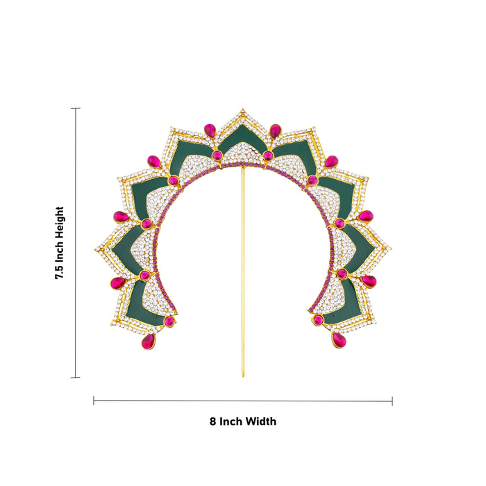 Hair Arch - 7.5 X 8 Inches | Multicolour Stone Hair Accessory/ Stone Jewellery/ Artificial Jewelry For Deity - Head & Face Accessories