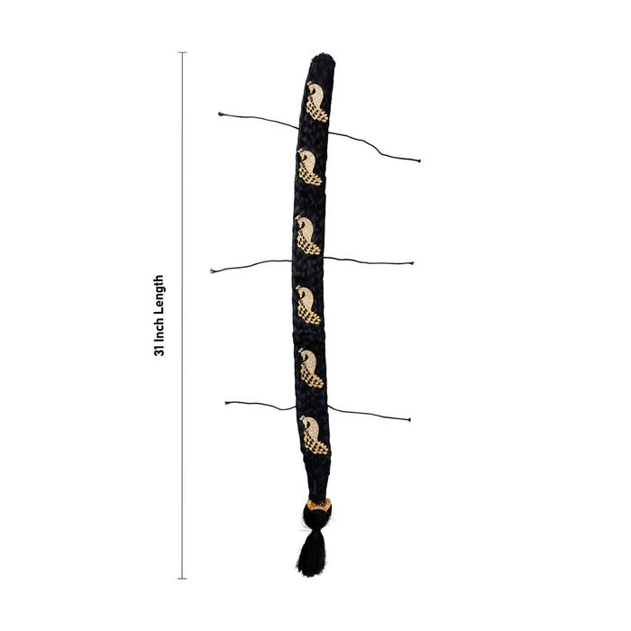 Stone Jadai - 31 Inches | 6 Bit/ Peacock Design Hair Braid Ornament / Traditional Jadai for Varalakshmi Decor