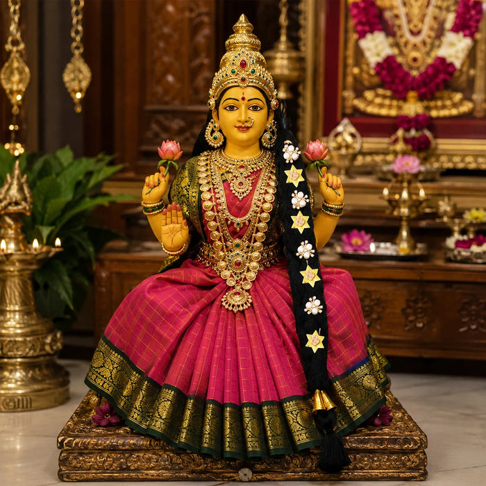 Kemp Readymade Jadai - 17 Inches | 5 Bits Stone Jadai/ Artificial Jadai For Varalakshmi decor