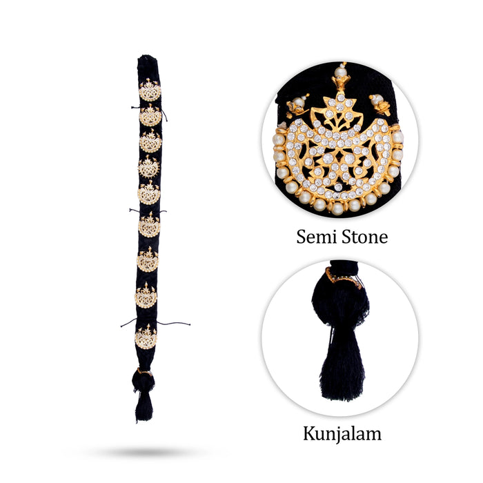 Stone Jadai - 30 Inches | 8 Bits/ Hair Accessory/ Moti with Stone Jewellery for Deity - Head & Face Accessories