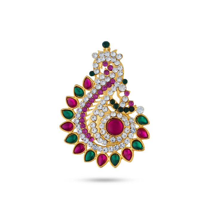 Stone Earring Pair - 2.25 x 1.75 Inches | Earring / Multicolour Stone Karnapathakkam for Deity