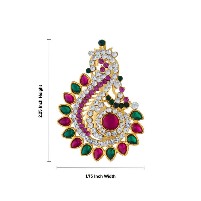 Stone Earring Pair - 2.25 x 1.75 Inches | Earring / Multicolour Stone Karnapathakkam for Deity