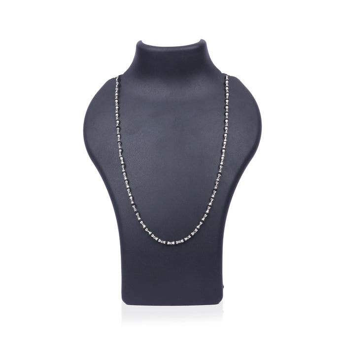 Black Tulasi Mala - 11.5 Inches | Silver Cup Kanthi Mala/ Tulsi Mala for Men & Women - Tulsi Mala, Pendant, Bracelet