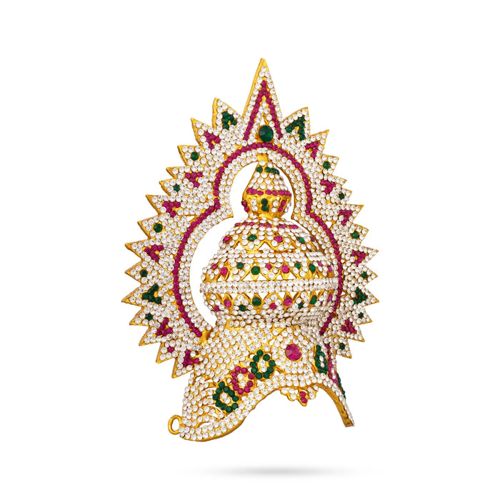 Half Kireedam With Arch - 7 x 5.5 Inches | Multicolour Stone Mukut/ Crown/ Kiritam for Deity