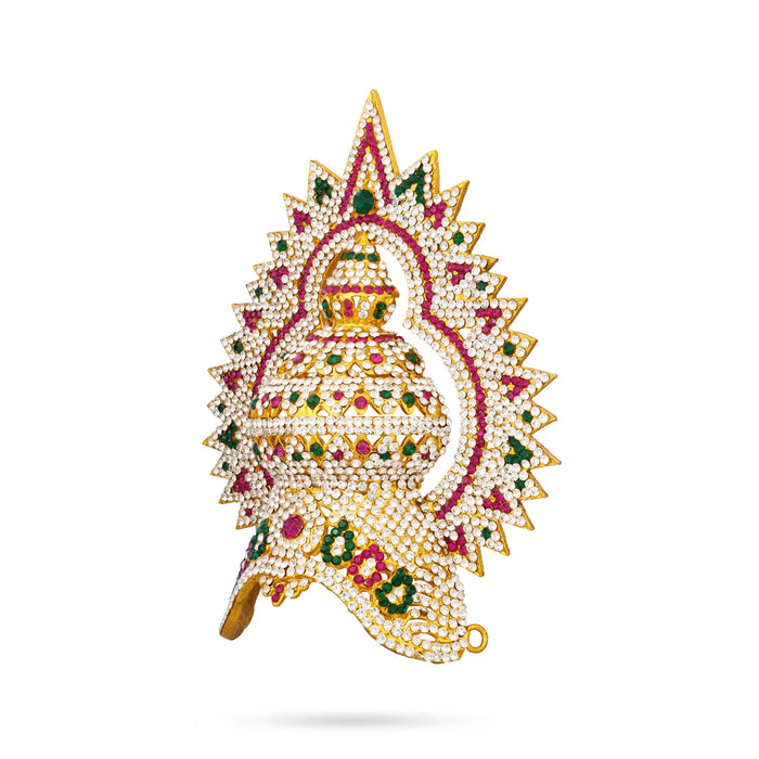 Half Kireedam With Arch - 7 x 5.5 Inches | Multicolour Stone Mukut/ Crown/ Kiritam for Deity
