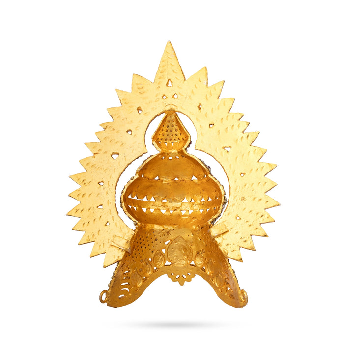 Half Kireedam With Arch - 7 x 5.5 Inches | Multicolour Stone Mukut/ Crown/ Kiritam for Deity