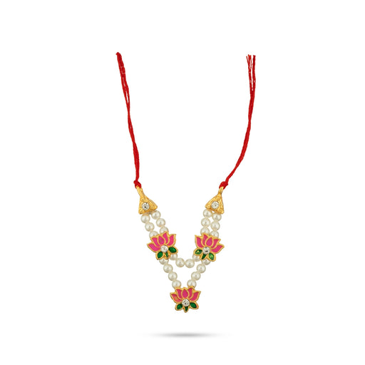 Moti Mala - 2 Inches | Artificial Jewellery / Pearl With Lotus Mala for Deity - Neck & Body Accessories