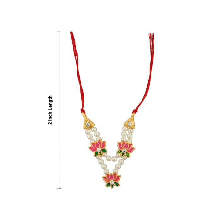 Moti Mala - 2 Inches | Artificial Jewellery / Pearl With Lotus Mala for Deity - Neck & Body Accessories