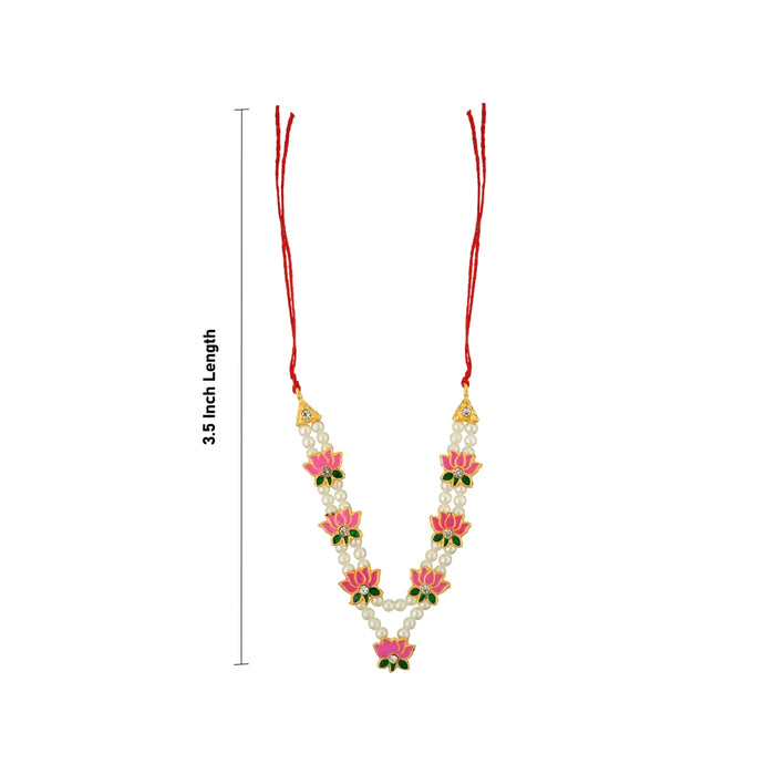 Moti Mala - 3.5 Inches | White Pearl With Lotus Mala / Artificial Jewellery for Deity - Neck & Body Accessories