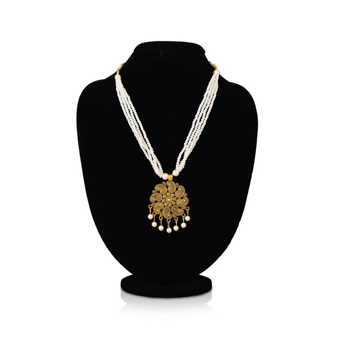 Fancy Mala - 9.5 Inches | 4 Line Pearl Mala/ Moti Malai/ Artificial Jewelry For Women