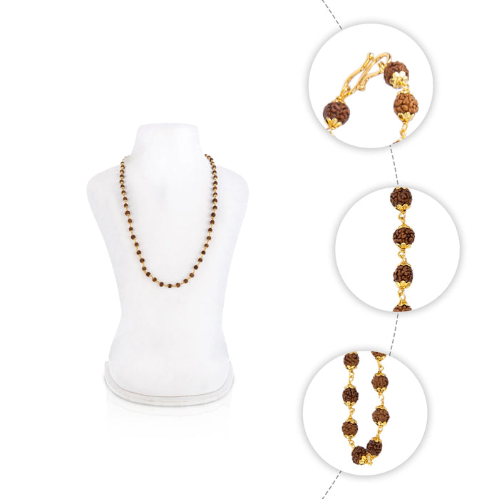 Rudraksha beads Mala - 12 Inches | Gold Cup Rudraksha Mala / Rudraksha Necklace / Mala for Men & Women - Rudraksha Mala, Pendant, Bracelet
