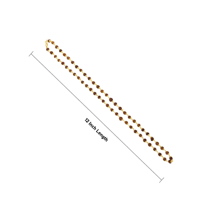 Rudraksha beads Mala - 12 Inches | Gold Cup Rudraksha Mala / Rudraksha Necklace / Mala for Men & Women - Rudraksha Mala, Pendant, Bracelet
