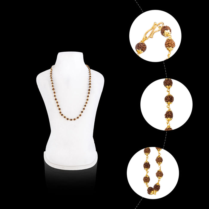 Rudraksha beads Mala - 12 Inches | Gold Cup Rudraksha Mala / Rudraksha Necklace / Mala for Men & Women - Rudraksha Mala, Pendant, Bracelet