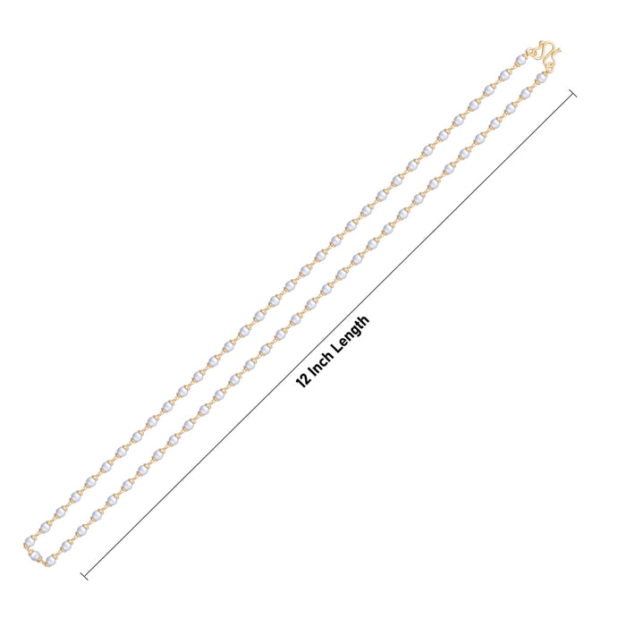 White Moti Mala - 12 Inches | 3 mm/ Pearl Mala/ Artificial Jewelry For Traditional Wear - Ethnic Wear Accessories