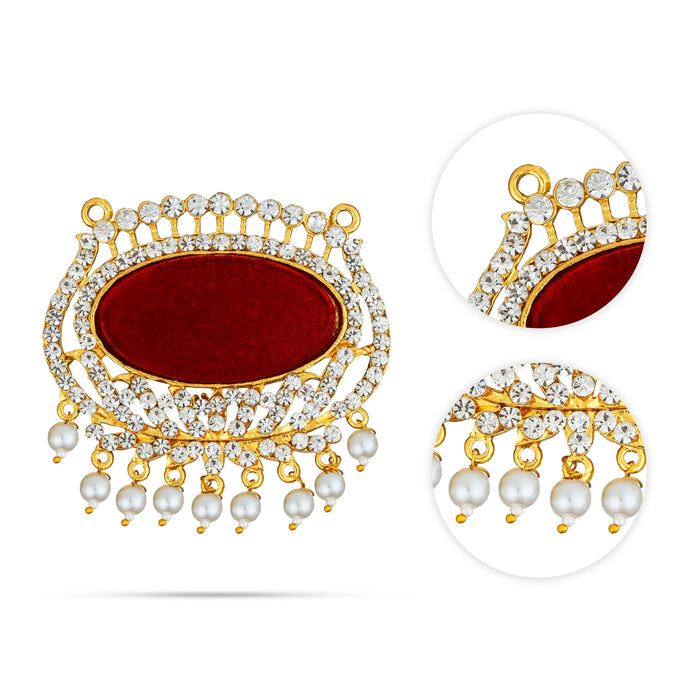 Stone Pendant - 2.5 Inches | Beads & Stone Design Locket/ Artificial Jewelry/ Stone Dollar for Deity - Neck & Body Accessories