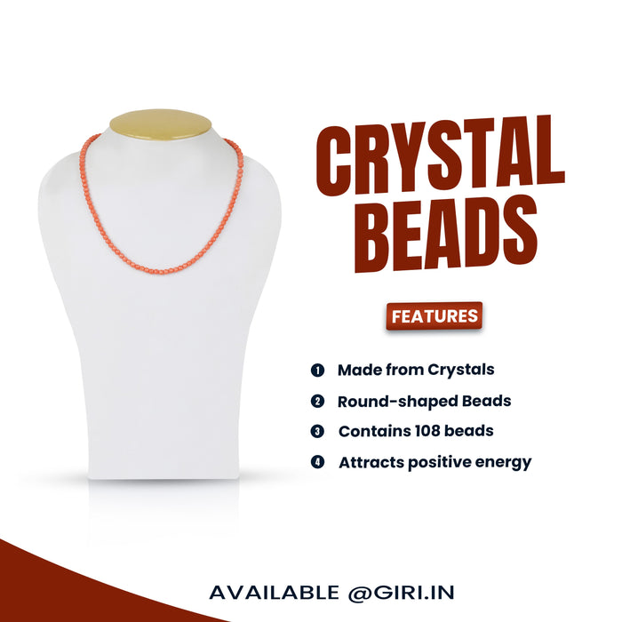 Crystal Mala - 7 Inches Orange | Clear Quartz Mala/ Jewellery for Men & Women/ Assorted Colour - Mala & Pendant