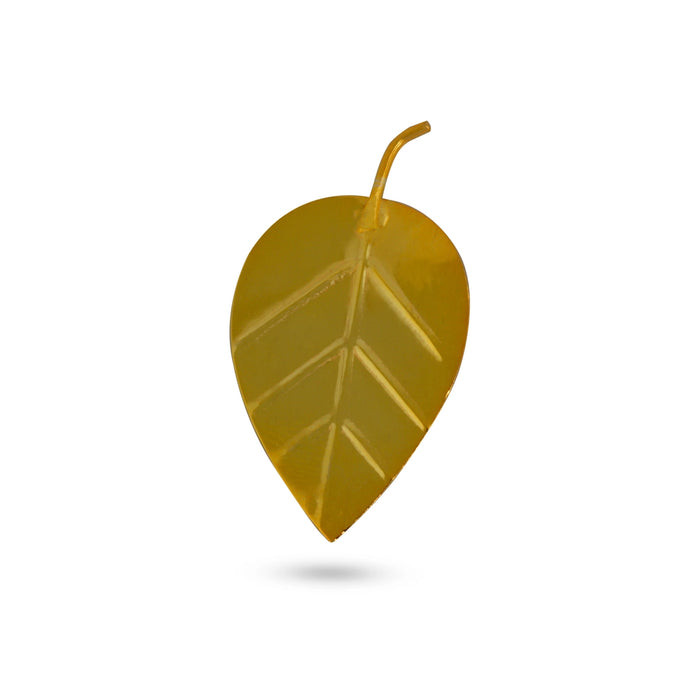Dhana Leaf - 2 x 1 Inches | Metal Leaf/ Silver & Gold Plated Leaf for Pooja - Pooja Thali Accessories