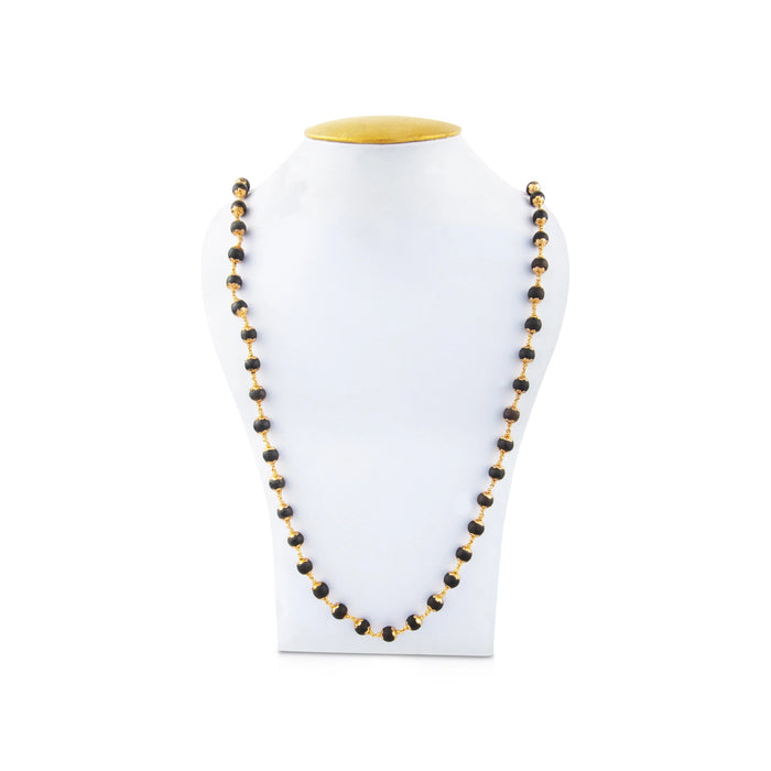 Karungali Mala - 16.5 Inches | 7 mm/ 54 Beads/ Panchaloha Gold Polish Cup Ebony Mala for Men & Women - Karungali Mala, Pendant, Bracelet