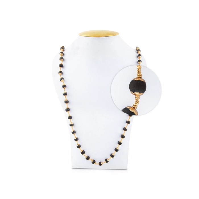 Karungali Mala - 16.5 Inches | 7 mm/ 54 Beads/ Panchaloha Gold Polish Cup Ebony Mala for Men & Women - Karungali Mala, Pendant, Bracelet