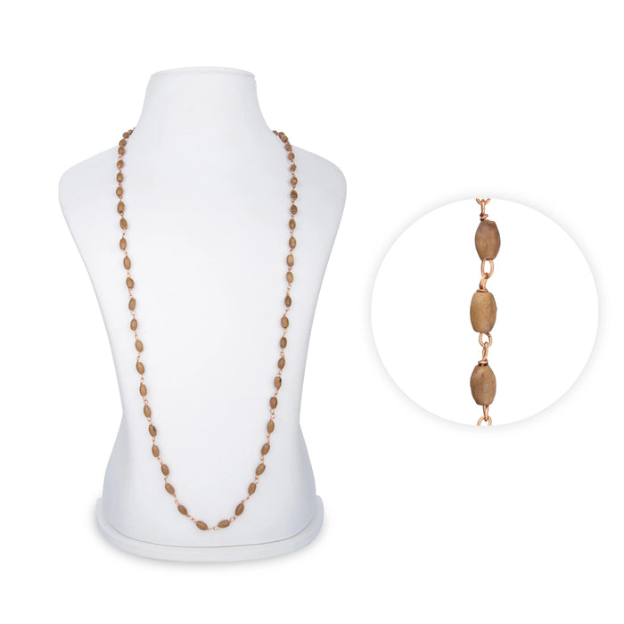 Tulasi Mala With Copper Knot - 31 Inches | 6 mm/ 108 Beads Tulsi Kanthi Mala/ Thulasi Malai for Meditation - Tulsi Mala, Pendant, Bracelet