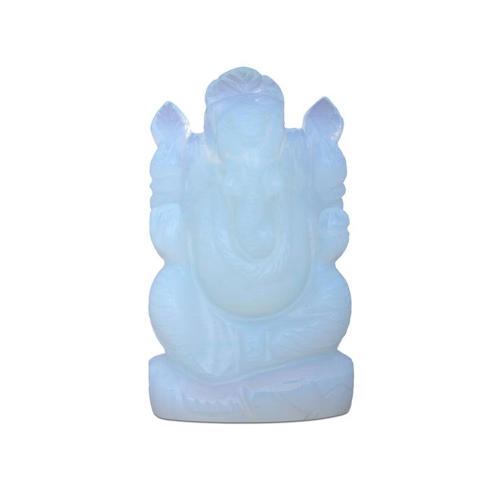 Opel Ganesh Murti - 2.5 x 1.75 Inches | Opal Vinayaka Statue/ Ganpati Idol for Pooja/ 120 Gms - Sphatik & Semi Precious Stone Murties